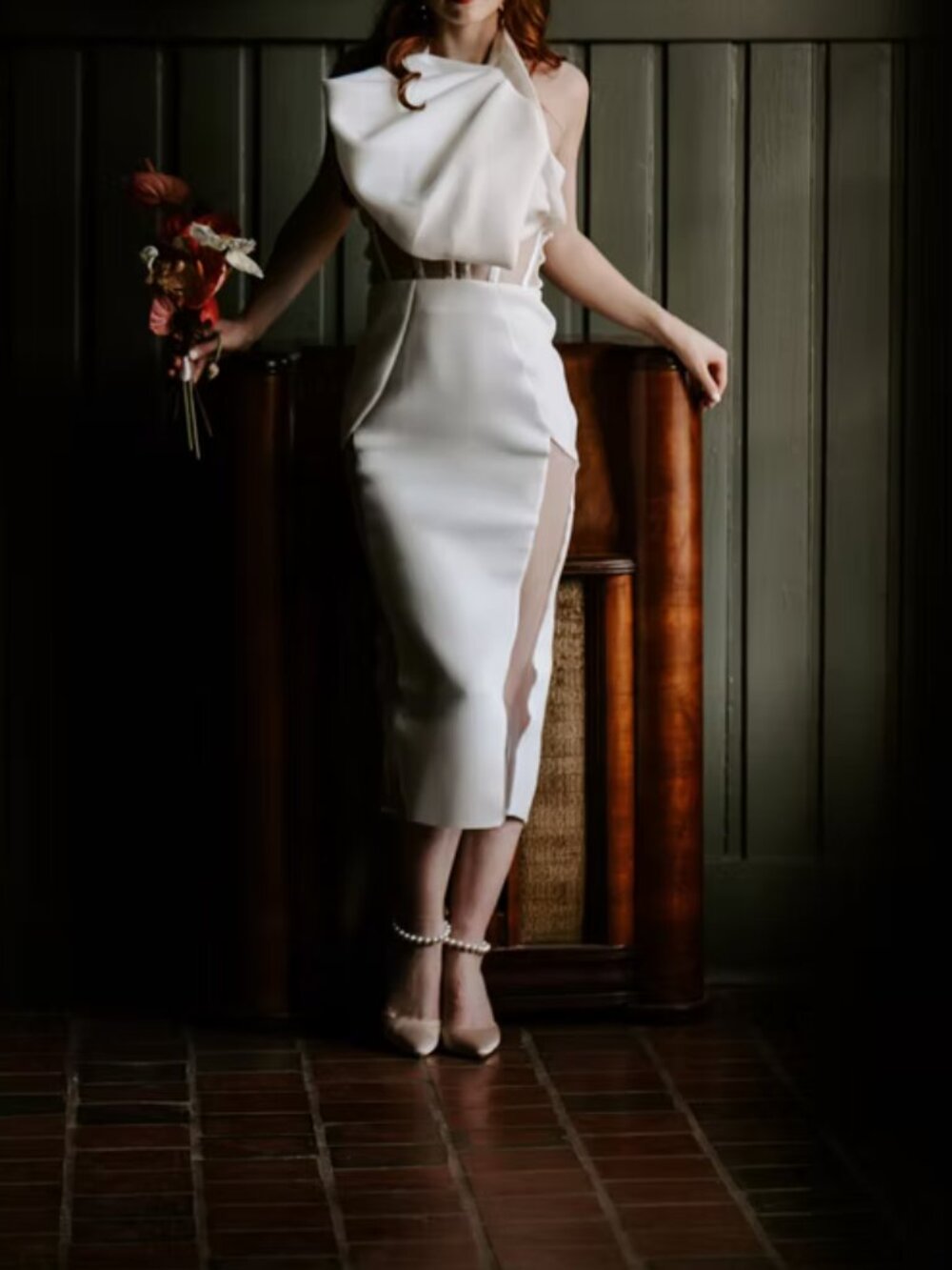 ASOS White Bridal Scuba Midi Dress Size 4